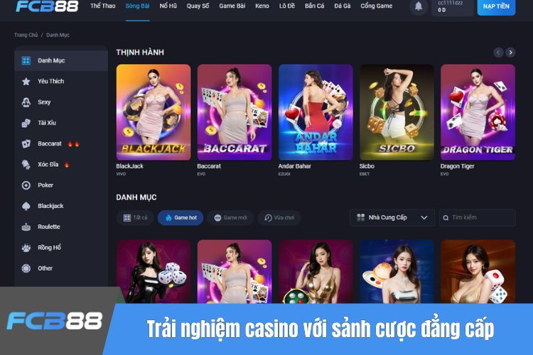 Trải nghiệm casino với sảnh cược đẳng cấp